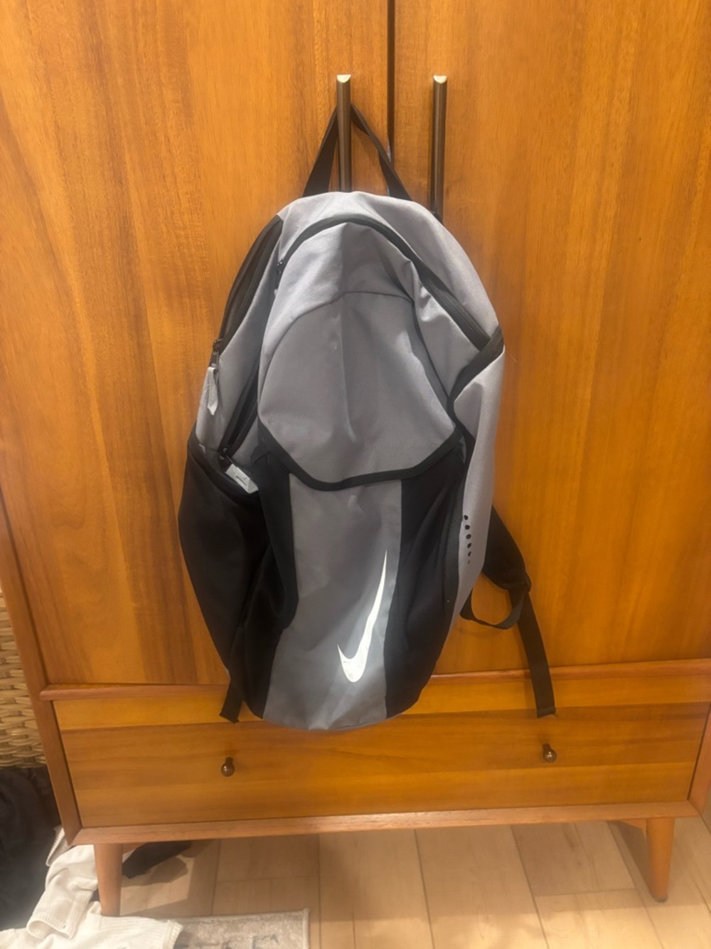 Nike Gray and Black Swoosh Men's Backpack for soccer